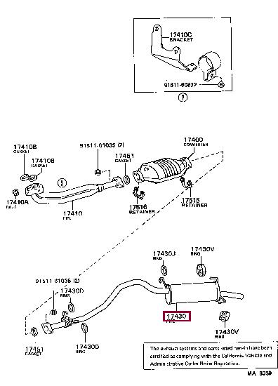 Toyota 17405-73131 Глушник, задня частина 1740573131: Приваблива ціна - Купити у Польщі на 2407.PL!