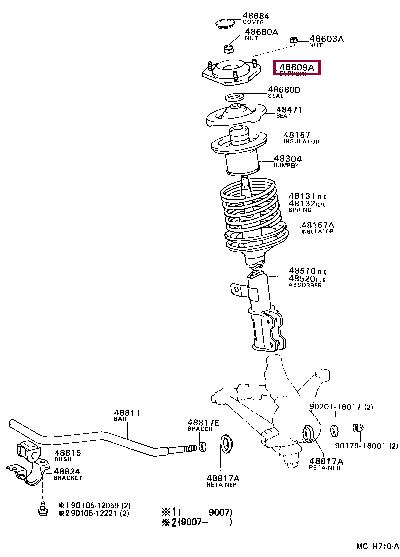 Toyota 48609-32080 Mocowanie amortyzatora 4860932080: Dobra cena w Polsce na 2407.PL - Kup Teraz!