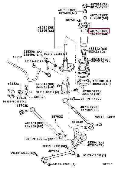 Toyota 48750-33061 Mocowanie amortyzatora 4875033061: Dobra cena w Polsce na 2407.PL - Kup Teraz!