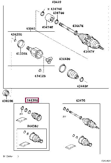 Toyota 04428-42120 Boot kit, front drive shaft, in outboard, rh 0442842120: Buy near me in Poland at 2407.PL - Good price!