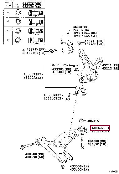 Toyota 48068-0F010 Важіль підвіски 480680F010: Приваблива ціна - Купити у Польщі на 2407.PL!