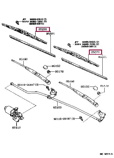 Toyota 85220-03010 Щетка стеклоочистителя 8522003010: Купить в Польше - Отличная цена на 2407.PL!