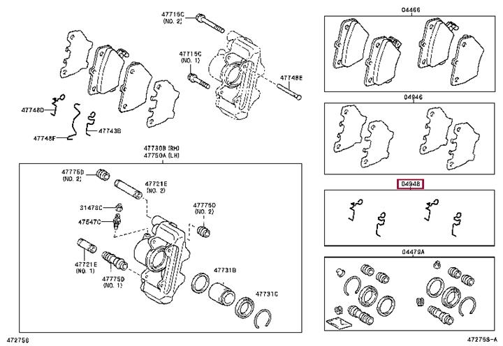 Toyota 04948-02030 Mounting kit brake pads 0494802030: Buy near me in Poland at 2407.PL - Good price!