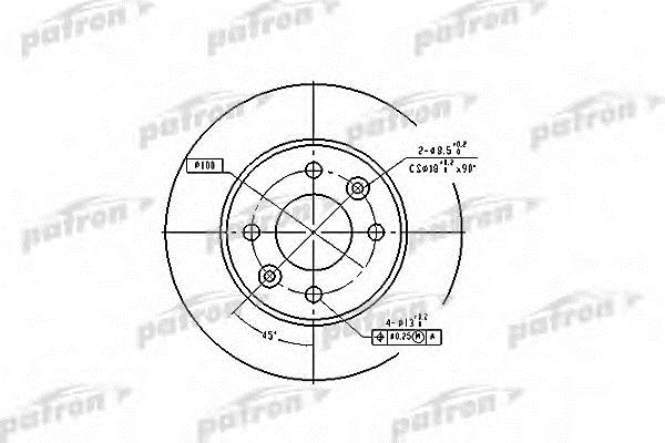 Patron PBD1013 Unventilated front brake disc PBD1013: Buy near me in Poland at 2407.PL - Good price!