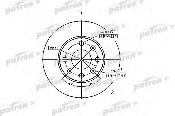 Patron PBD1608 Unventilated front brake disc PBD1608: Buy near me in Poland at 2407.PL - Good price!