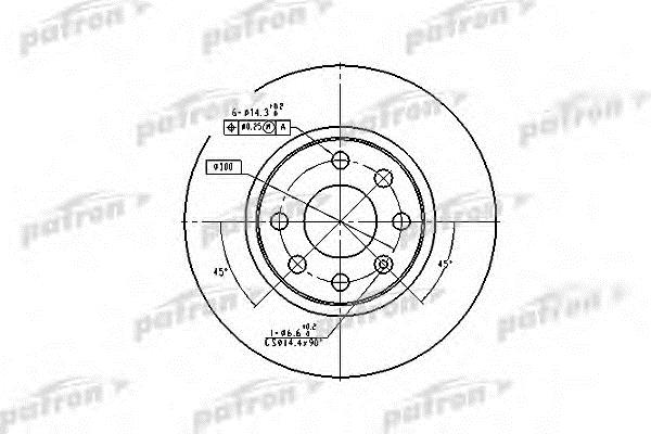 Patron PBD1624 Front brake disc ventilated PBD1624: Buy near me in Poland at 2407.PL - Good price!