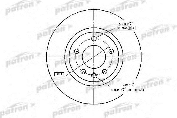 Patron PBD2720 Front brake disc ventilated PBD2720: Buy near me in Poland at 2407.PL - Good price!
