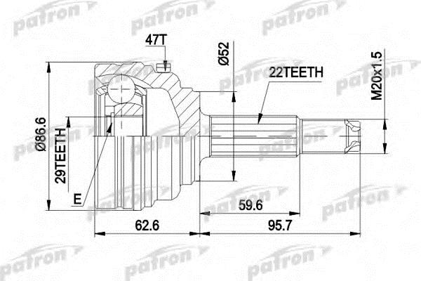 Patron PCV1401 Шарнір рівних кутових швидкостей (ШРКШ) PCV1401: Приваблива ціна - Купити у Польщі на 2407.PL!