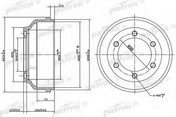 Patron PDR1068 Rear brake drum PDR1068: Buy near me at 2407.PL in Poland at an Affordable price!
