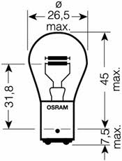 Лампа розжарювання P21&#x2F;5W 12V 21&#x2F;5W Osram 7528-02B