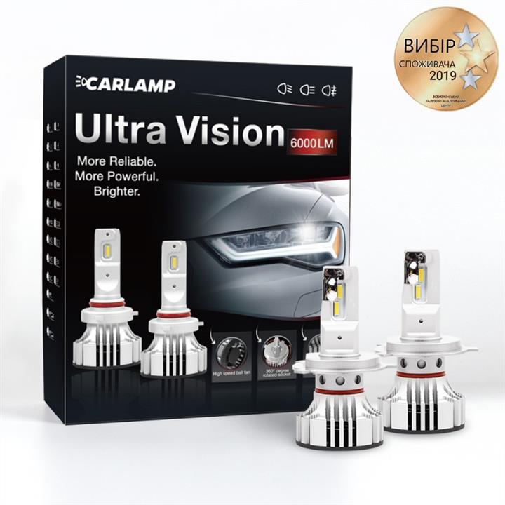 Carlamp UV4 LED bulbs kit Carlamp Ultra Vision H4 12V 36W 6500K (2 pc.) UV4: Buy near me in Poland at 2407.PL - Good price!