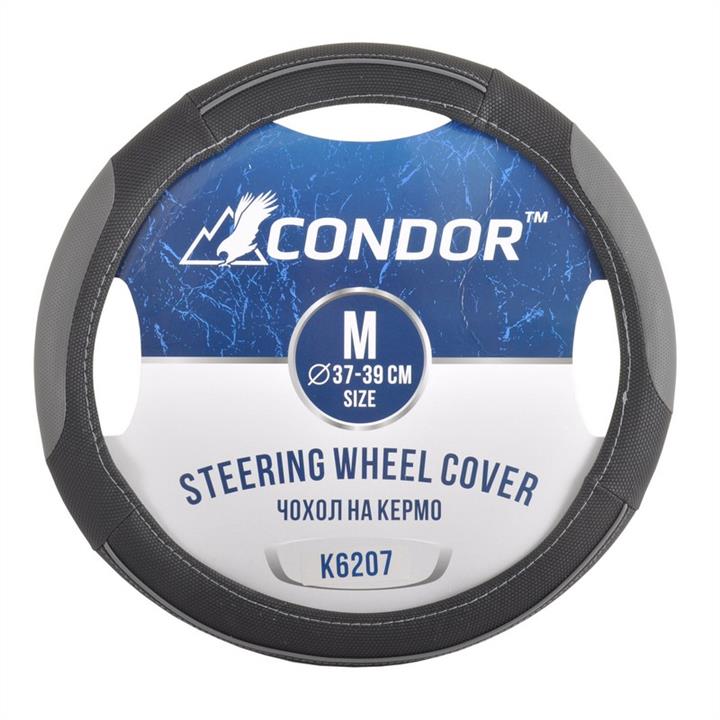 Condor K6207 Steering wheel coverl M (37-39cm) black with grey K6207: Buy near me in Poland at 2407.PL - Good price!