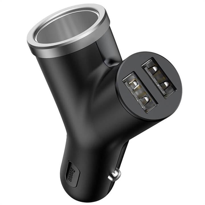 Baseus CCALL-YX01 Baseus Y type dual USB+cigarette lighter extended car charger 3.1 A Black CCALLYX01: Buy near me at 2407.PL in Poland at an Affordable price!