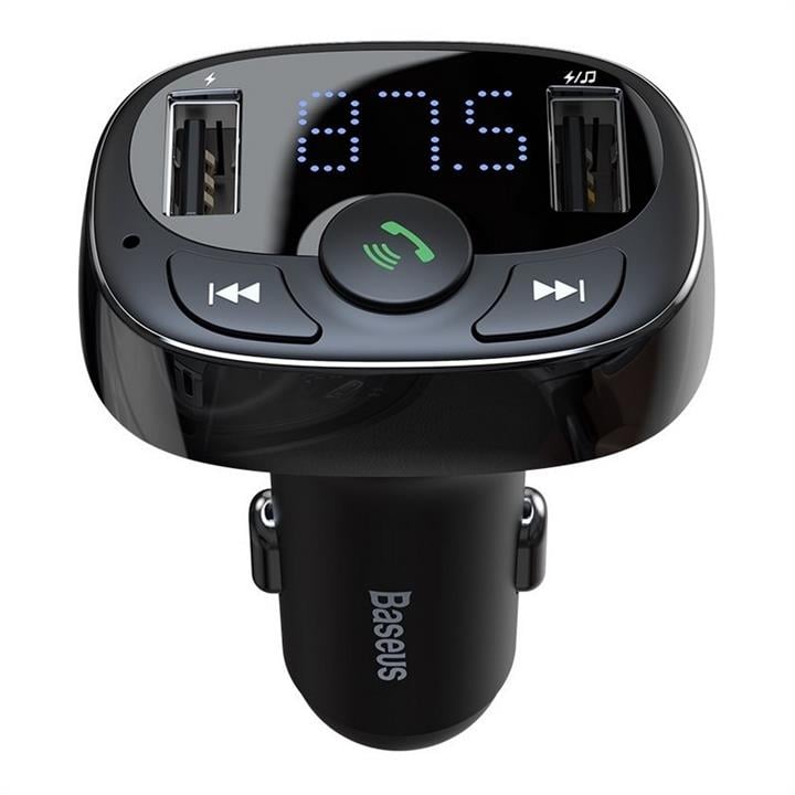 Baseus CCTM-01 USB Car Charger Baseus T typed Bluetooth MP3 charger with car holder (Standard edition) Black CCTM01: Buy near me in Poland at 2407.PL - Good price!