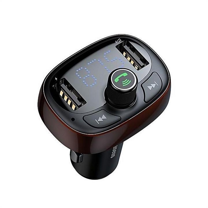 Baseus Modulator nadajnika FM + Ładowarka samochodowa Bluetooth 2.4A 2USB brązowy (CCAL Baseus CCALL-TM12