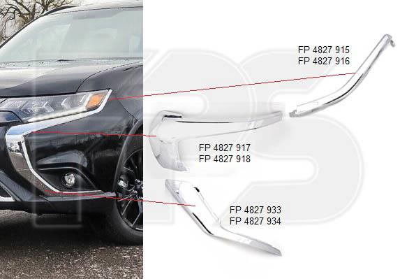 FPS FP 4827 934 Moulding front bumper right chrom FP4827934: Buy near me in Poland at 2407.PL - Good price!
