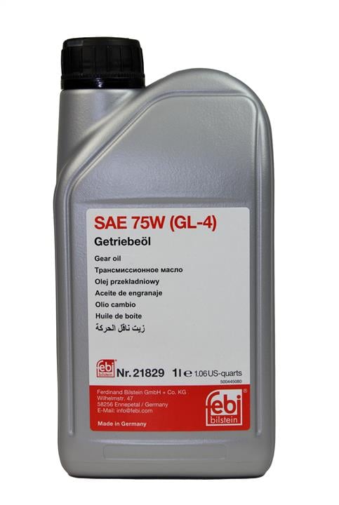 febi 21829 Трансмиссионное масло Febi Gearbox oil 75W GL-4, 1 л 21829: Отличная цена - Купить в Польше на 2407.PL!