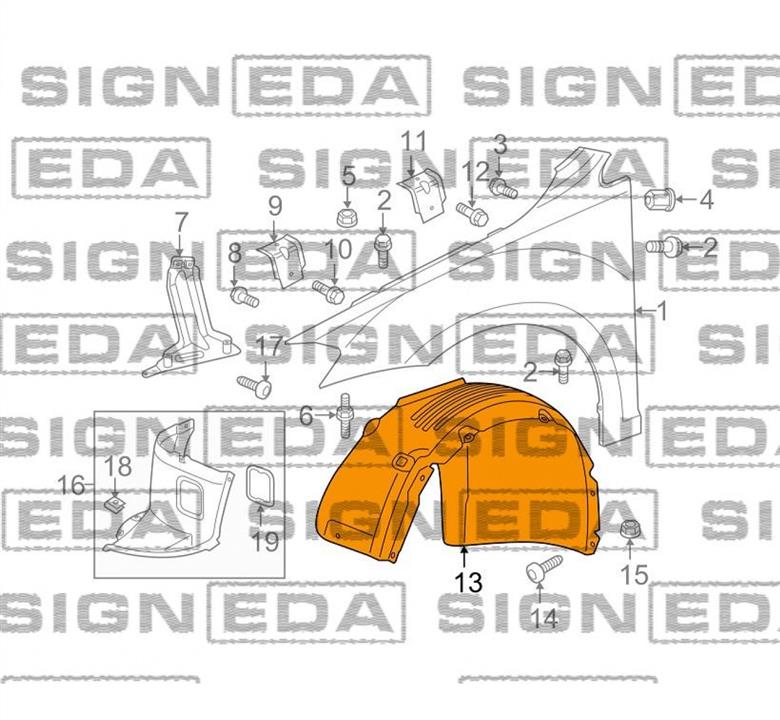 Signeda SIN0345L Подкрылок SIN0345L: Отличная цена - Купить в Польше на 2407.PL!