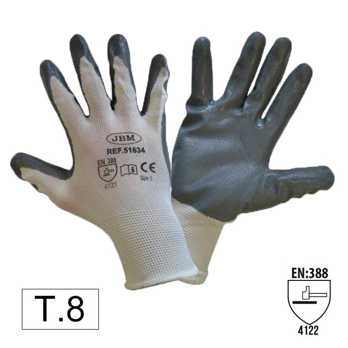 Handschuhe mit Nitril-Palmen S (T.8) JBM 51633