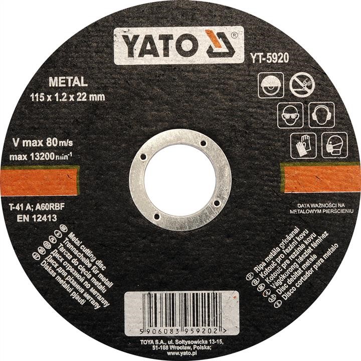 Yato YT-5920 Trennscheibe für Metall Durchmesser 115x1,2x22mm YT5920: Kaufen Sie zu einem guten Preis in Polen bei 2407.PL!