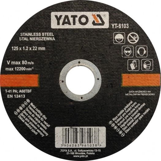 Yato YT-6103 Cutting disc for metal 125 x 1.2 mm YT6103: Buy near me in Poland at 2407.PL - Good price!