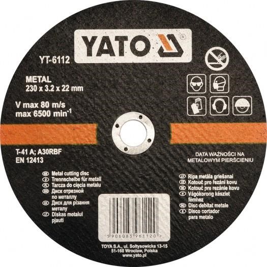 Yato YT-6112 Tarcza do cięcia metalu 230x 3.2x 22 mm YT6112: Dobra cena w Polsce na 2407.PL - Kup Teraz!