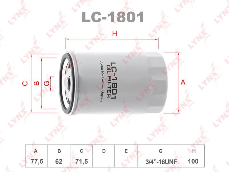 LYNXauto LC-1801 Oil Filter LC1801: Buy near me at 2407.PL in Poland at an Affordable price!