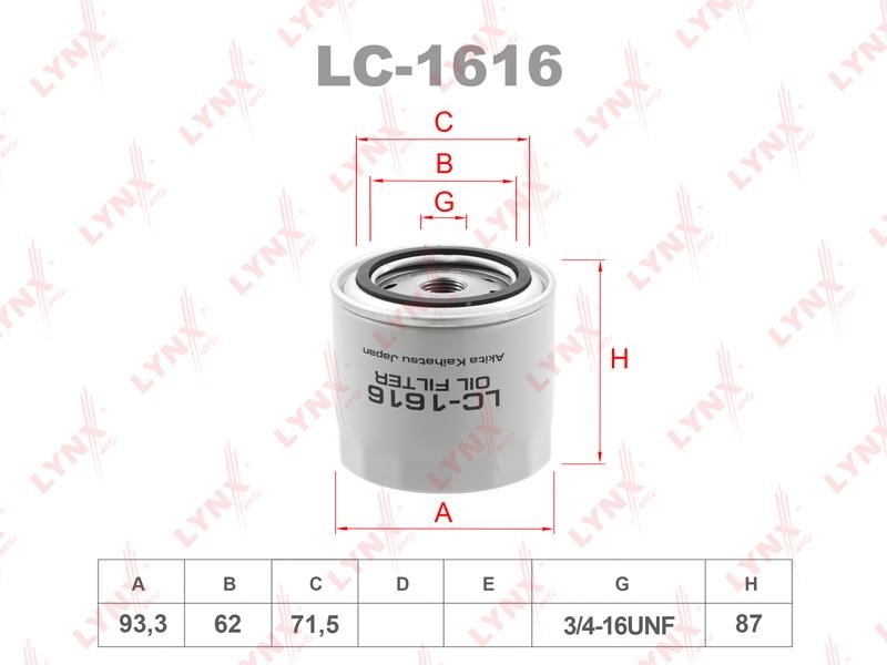 LYNXauto LC-1616 Oil Filter LC1616: Buy near me in Poland at 2407.PL - Good price!