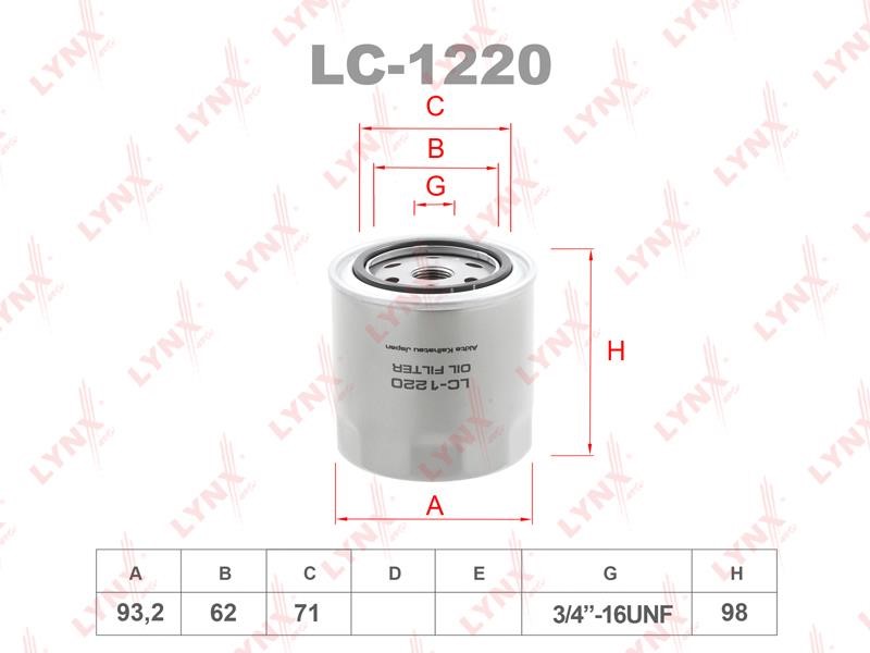 LYNXauto LC-1220 Масляный фильтр LC1220: Отличная цена - Купить в Польше на 2407.PL!