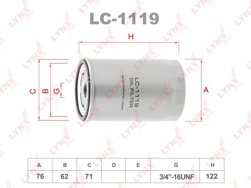 LYNXauto LC-1119 Oil Filter LC1119: Buy near me at 2407.PL in Poland at an Affordable price!