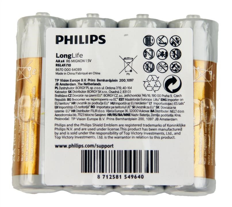 Bateria LongLife Zinc Carbon AA BLI 4 Philips R6L4F&#x2F;10