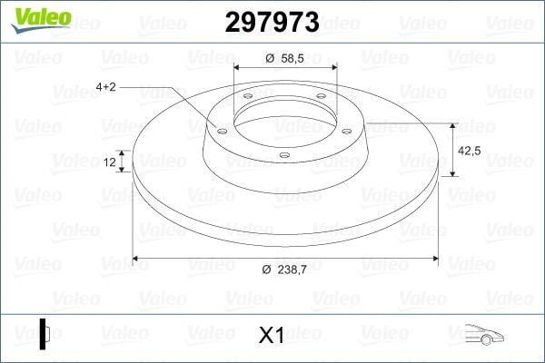 Valeo 297973 Unventilated front brake disc 297973: Buy near me in Poland at 2407.PL - Good price!