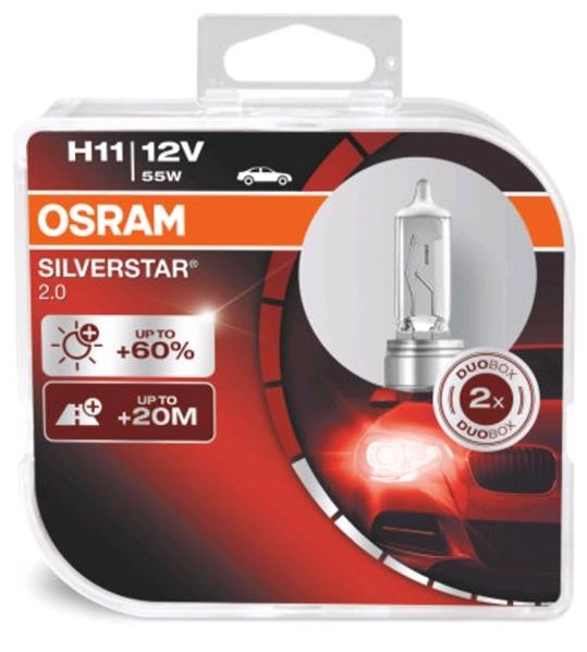 Osram 64211SV2-DUO Halogen lamp Osram Silverstar +60% 12V H11 55W +60% 64211SV2DUO: Buy near me in Poland at 2407.PL - Good price!