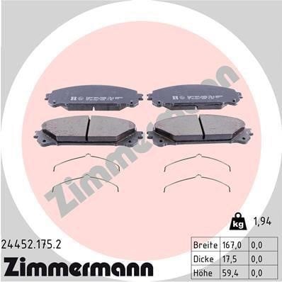Otto Zimmermann 24452.175.2 Гальмівні колодки, комплект 244521752: Приваблива ціна - Купити у Польщі на 2407.PL!