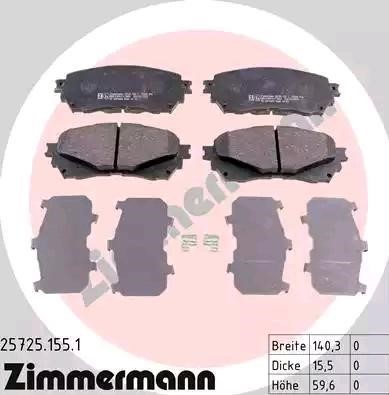Otto Zimmermann 25725.155.1 Brake Pad Set, disc brake 257251551: Buy near me in Poland at 2407.PL - Good price!
