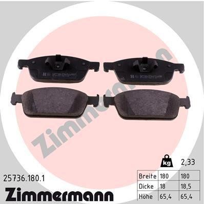 Otto Zimmermann 25736.180.1 Brake Pad Set, disc brake 257361801: Buy near me in Poland at 2407.PL - Good price!