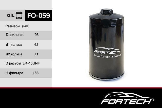 Fortech FO-059 Фільтр масляний FO059: Приваблива ціна - Купити у Польщі на 2407.PL!