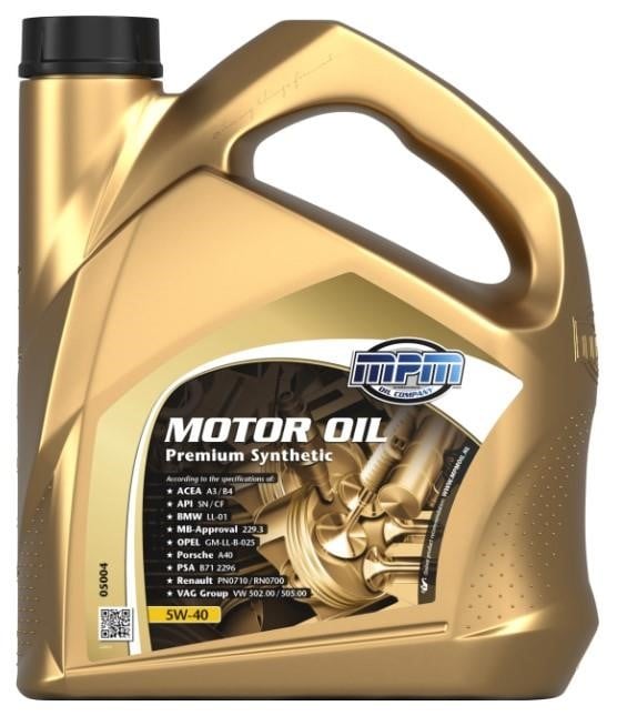 MPM Oil 05004 Olej silnikowy MPM Oil Premium Synthetic A3/B4 5W-40, 4L 05004: Atrakcyjna cena w Polsce na 2407.PL - Zamów teraz!