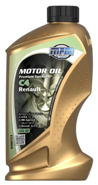 MPM Oil 05001C4 Моторна олива MPM Oil Premium Synthetic C4 Renault 5W-30, 1л 05001C4: Приваблива ціна - Купити у Польщі на 2407.PL!