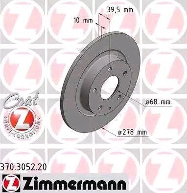 Otto Zimmermann 370.3052.20 Rear brake disc, non-ventilated 370305220: Buy near me in Poland at 2407.PL - Good price!