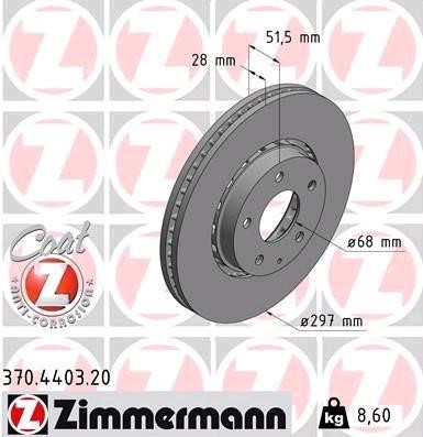 Otto Zimmermann 370.4403.20 Front brake disc ventilated 370440320: Buy near me in Poland at 2407.PL - Good price!