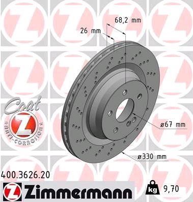 Otto Zimmermann 400.3626.20 Rear ventilated brake disc 400362620: Buy near me in Poland at 2407.PL - Good price!