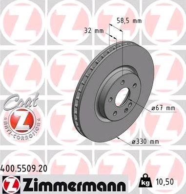 Otto Zimmermann 400.5509.20 Front brake disc ventilated 400550920: Buy near me in Poland at 2407.PL - Good price!