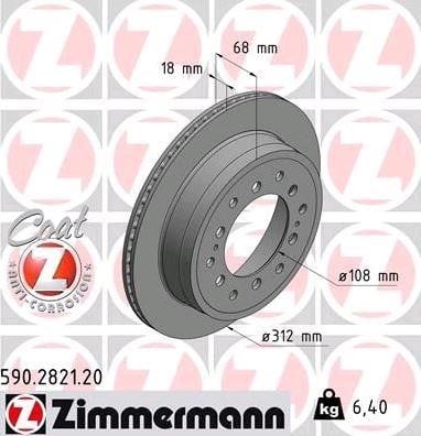 Otto Zimmermann 590.2821.20 Rear ventilated brake disc 590282120: Buy near me in Poland at 2407.PL - Good price!