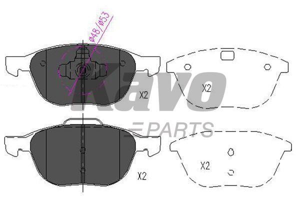 Front disc brake pads, set Kavo parts KBP-4513