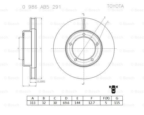 Bosch 0 986 AB5 291 Brake disc 0986AB5291: Buy near me in Poland at 2407.PL - Good price!