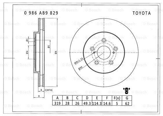 Bosch 0 986 AB9 829 Диск гальмівний 0986AB9829: Приваблива ціна - Купити у Польщі на 2407.PL!