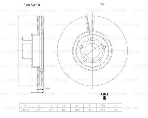 Bosch F 026 A09 408 Brake disc F026A09408: Buy near me in Poland at 2407.PL - Good price!