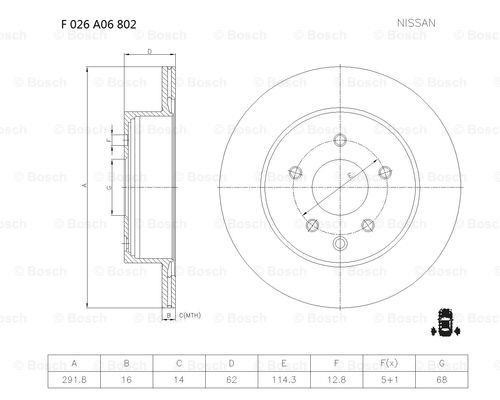 Bosch F 026 A06 802 Диск тормозной F026A06802: Отличная цена - Купить в Польше на 2407.PL!