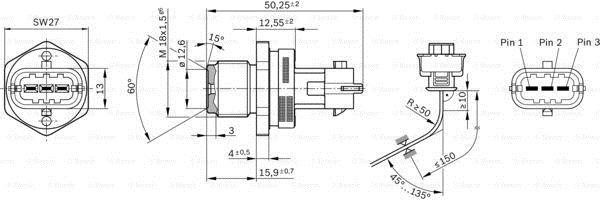 Bosch Czujnik ciśnienia paliwa – cena 481 PLN